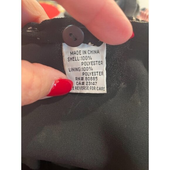 Talbots Petites Black with Flower Print Polyester Midi Skirt Sz 6P - Picture 6 of 6